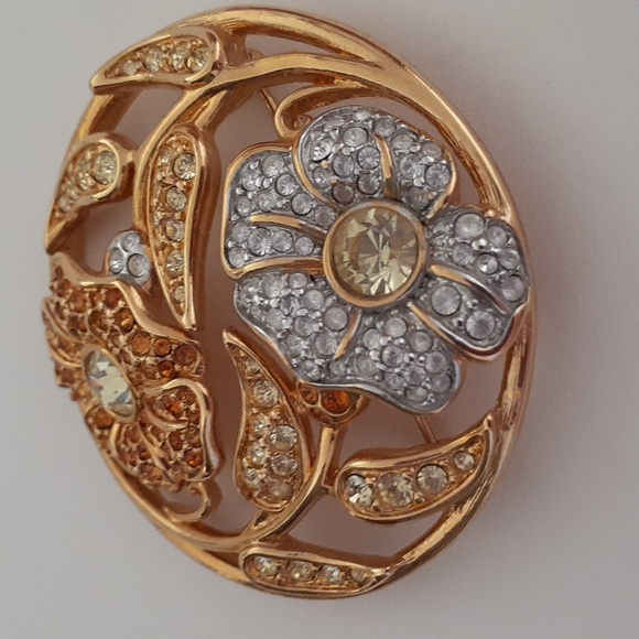 Authentic Swarovski Crystal Swan Stamped 2001 Flower Brooch E103 - Picture 8 of 17